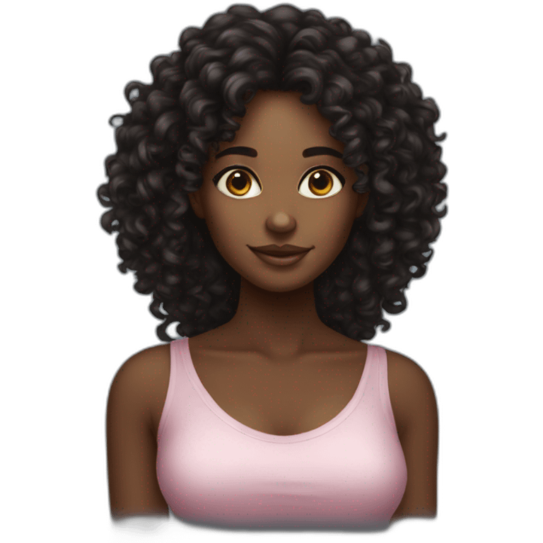 Black girl. Long Curley hair. artist emoji