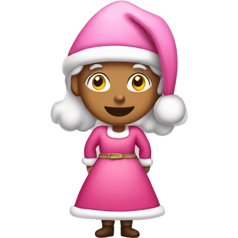 Mrs.claus with a pink hat and dress emoji