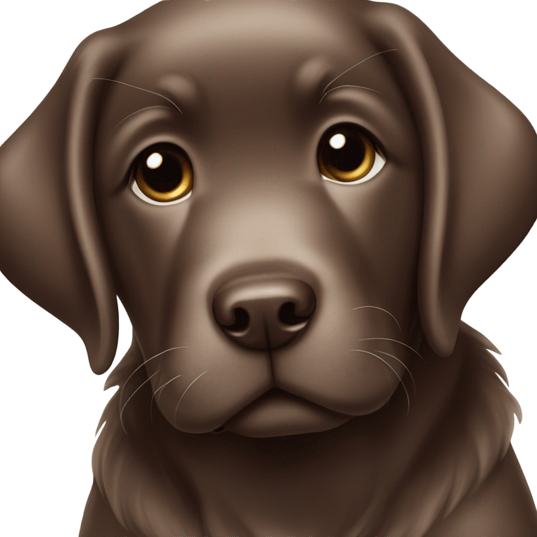 Chocolate labrador adorable cuddly puppy with small white patch of fur on chest and blue small collar emoji