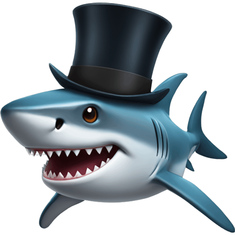 Shark with a top hat emoji