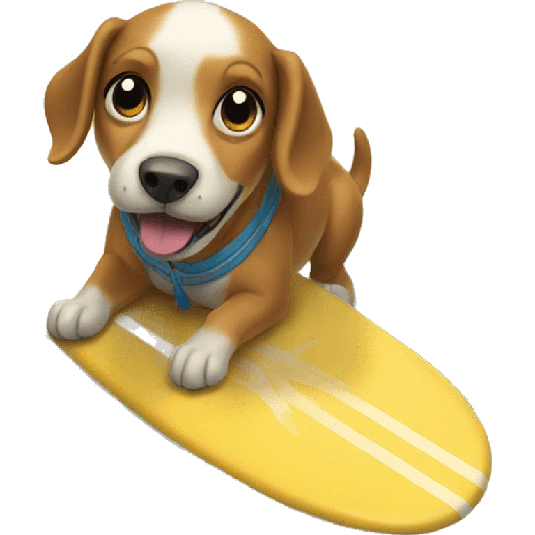 Dog at the beach surfing emoji