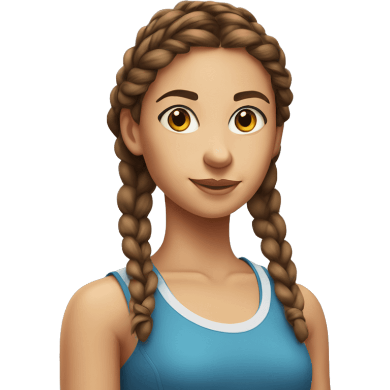 realistic portrait of girl, braided brown hair, sporty figure, sunkissed Skin  emoji