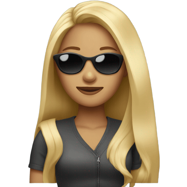 long blonde haired girl with sunglasses emoji