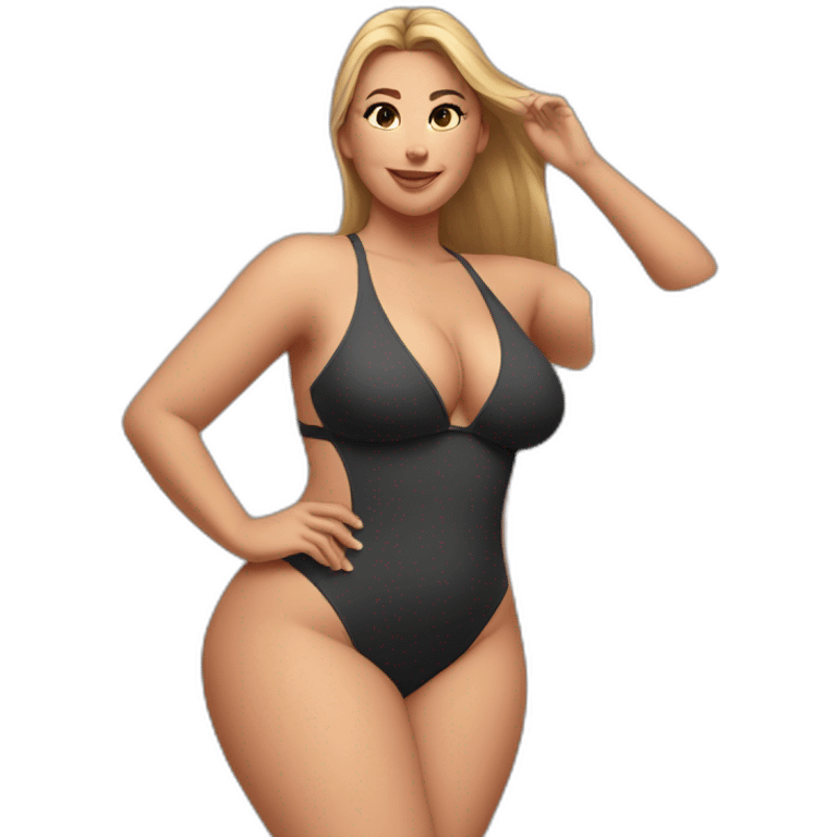 Slim-Thicc caucasian woman swimsuit posing emoji