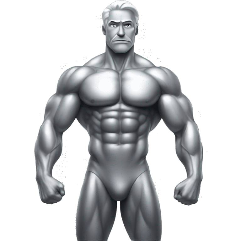 silver man muscle flex emoji