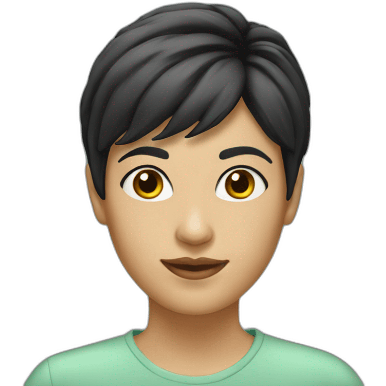 female-black short hair-glass-computer emoji