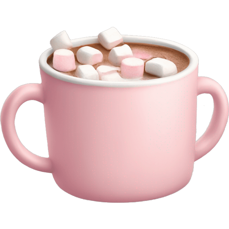 Light Pink mug of hot chocolate with marshmallows  emoji