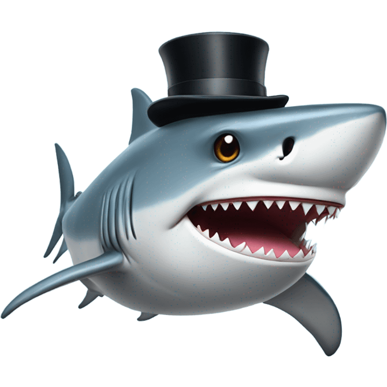 Shark with a top hat emoji