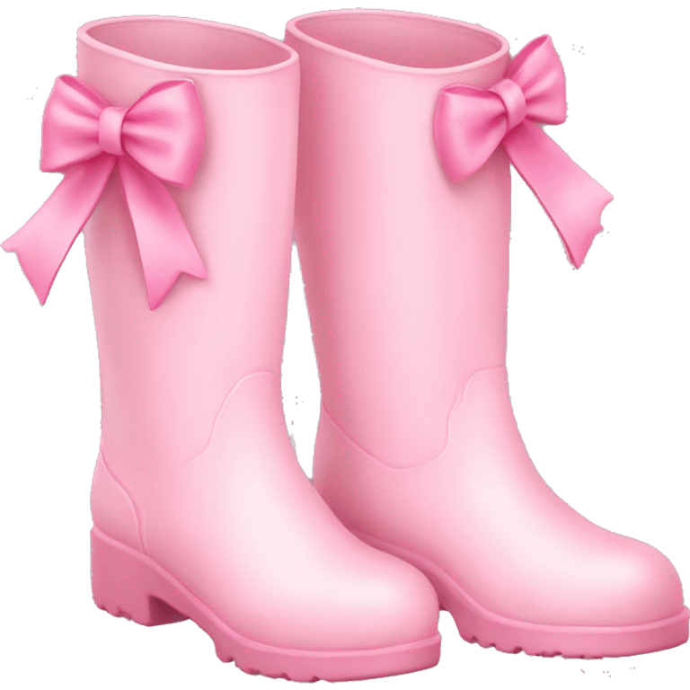 pastel pink boots with pink bow emoji