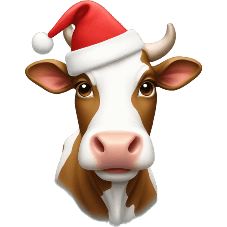 Cow with Christmas hat  emoji