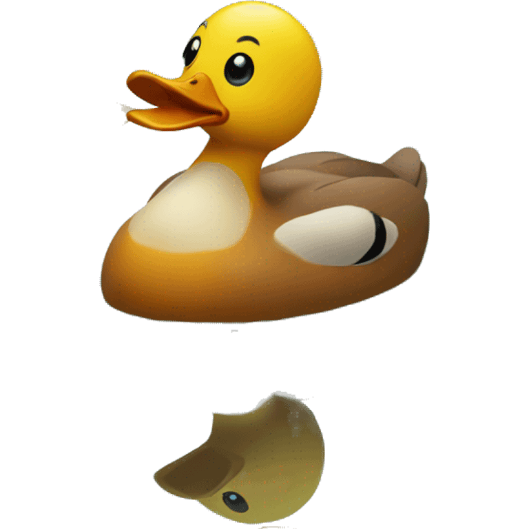 Duck swimming in a pond in autumn emoji