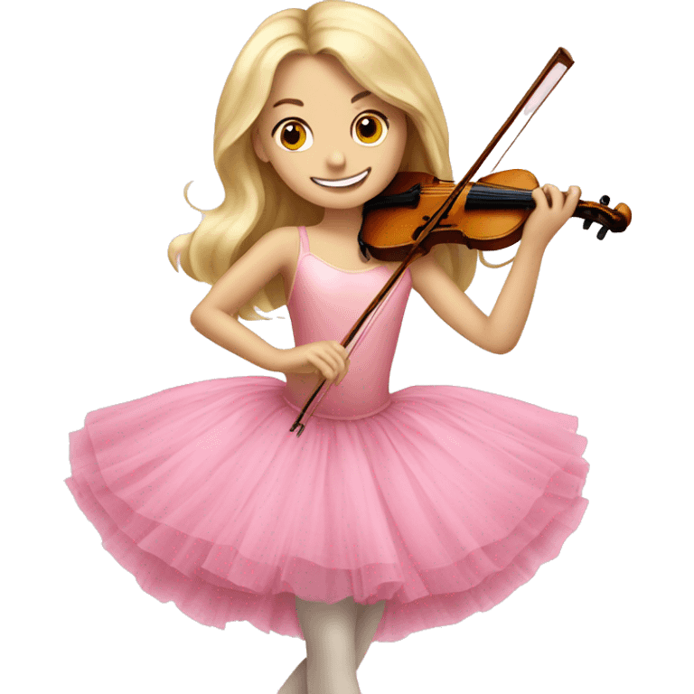 blonde ballet girl pink tutu long hair playing violin emoji