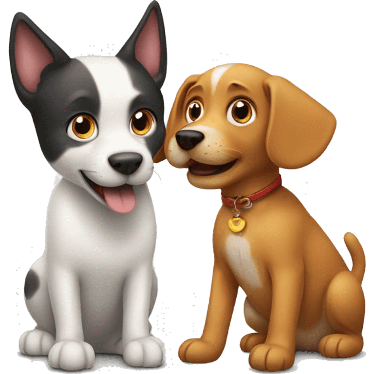 Cat and dog playing  emoji