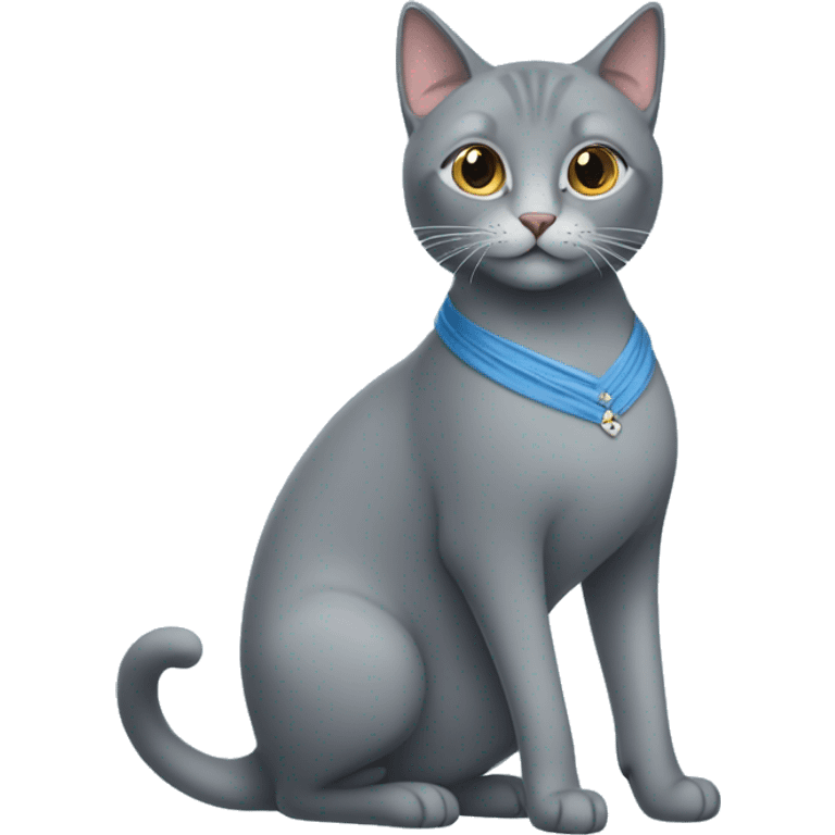 grey cat in a blue dress wearing high heels emoji