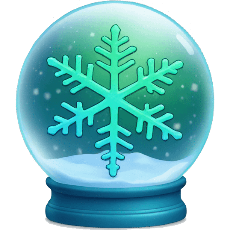 Blue and green snowflake snow globe emoji