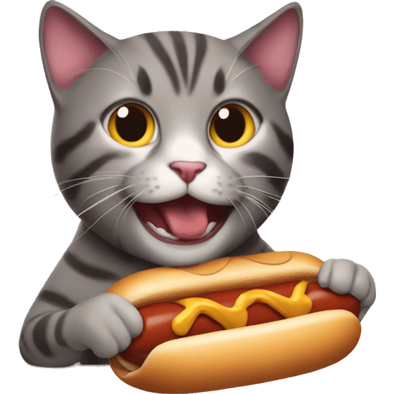 cat eating a hotdog  emoji