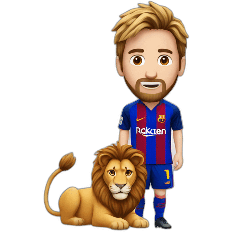 Messi sur le dos d'un lion emoji