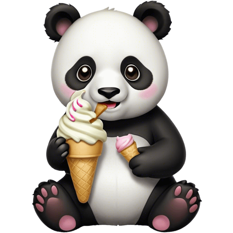 Panda eating ice cream emoji