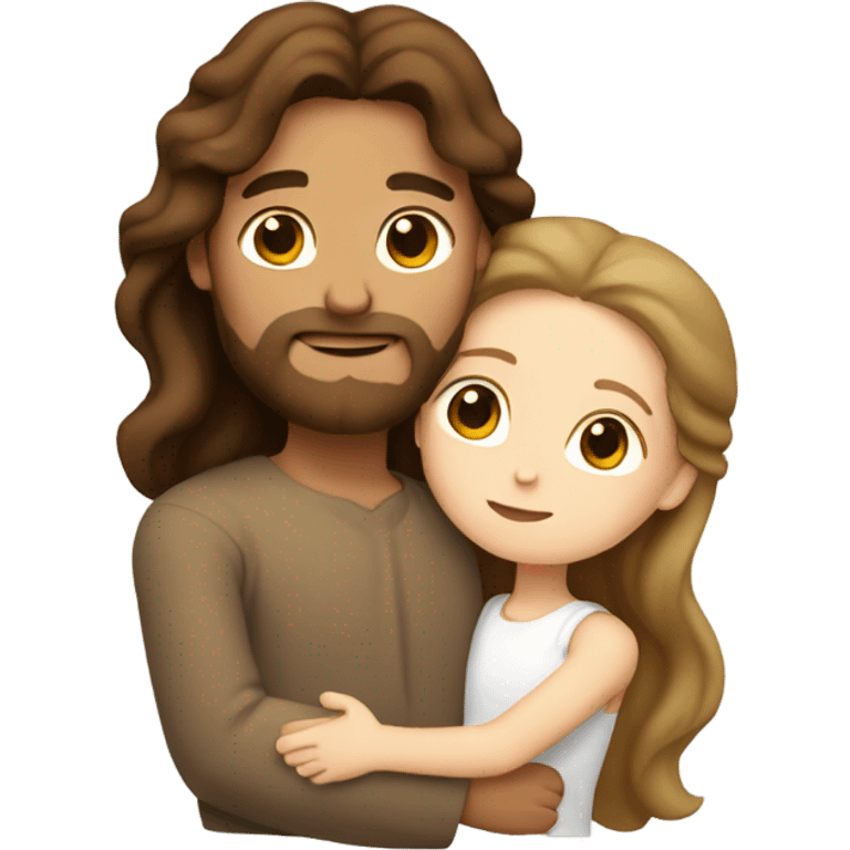 Jesus hugging white girl with wavy brown hair Jesus hugging white girl with wavy brown hair emoji