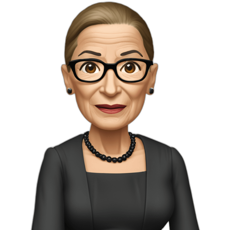 sexy ruth bader ginsburg wearing crotchless bikini bottoms bare chest (full body, ios17, sitting legs apart) emoji