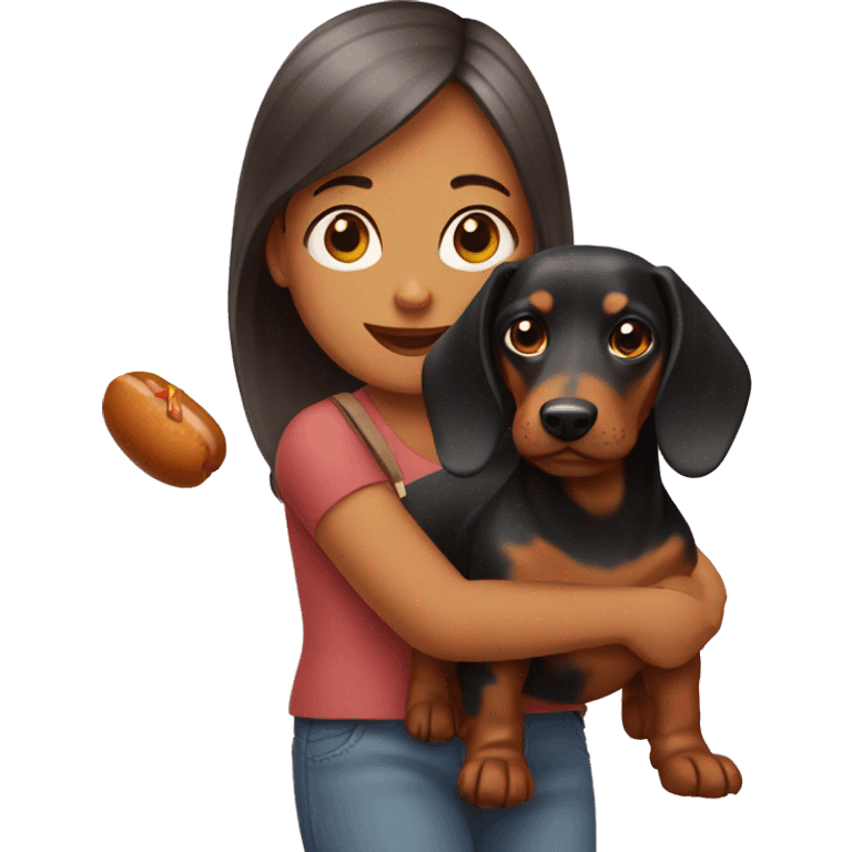 Girl with sausage dog emoji