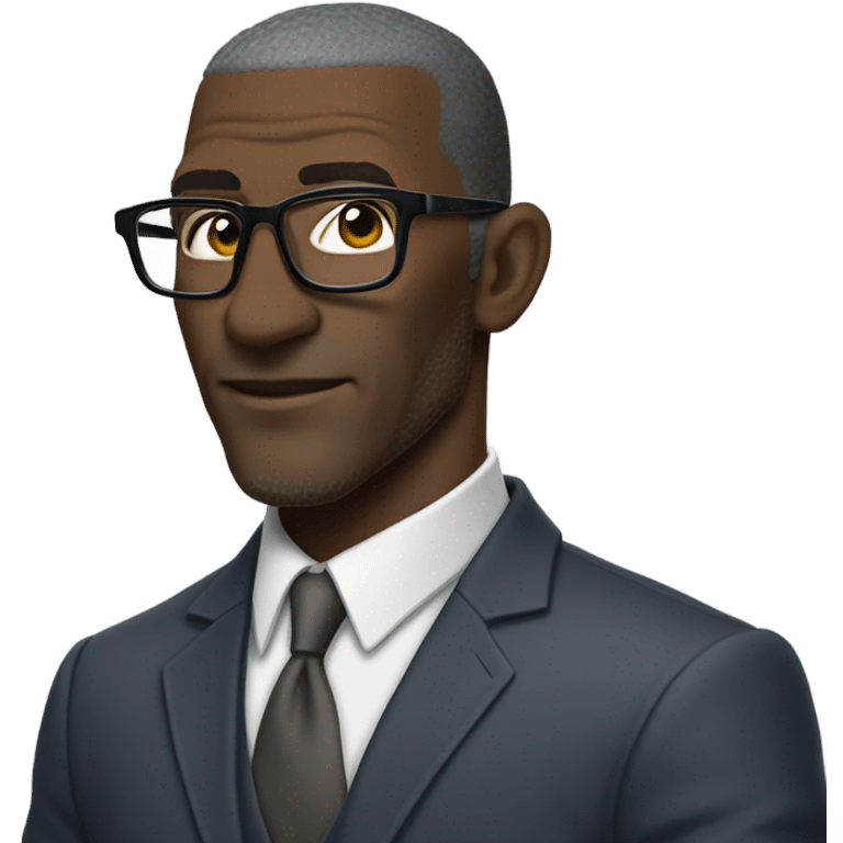 Shannon sharp with suit and glasses and buzz cut and small eyes over 50 small gray beard emoji