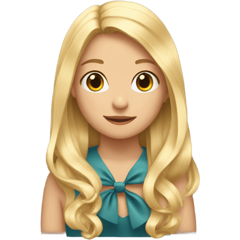 Blonde hair girl with ribbon emoji