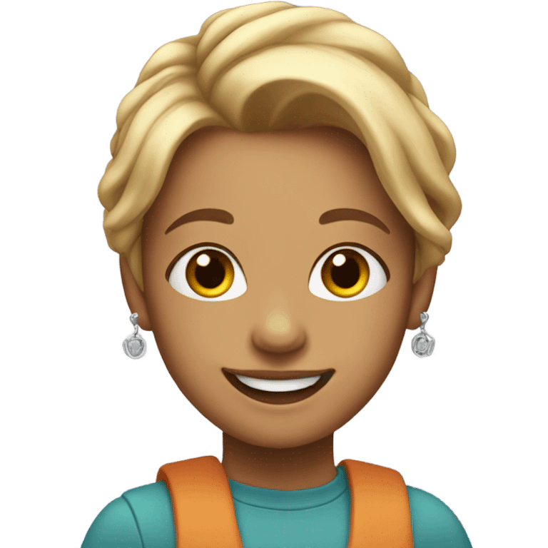 smiling girl with earrings and lighter hair emoji