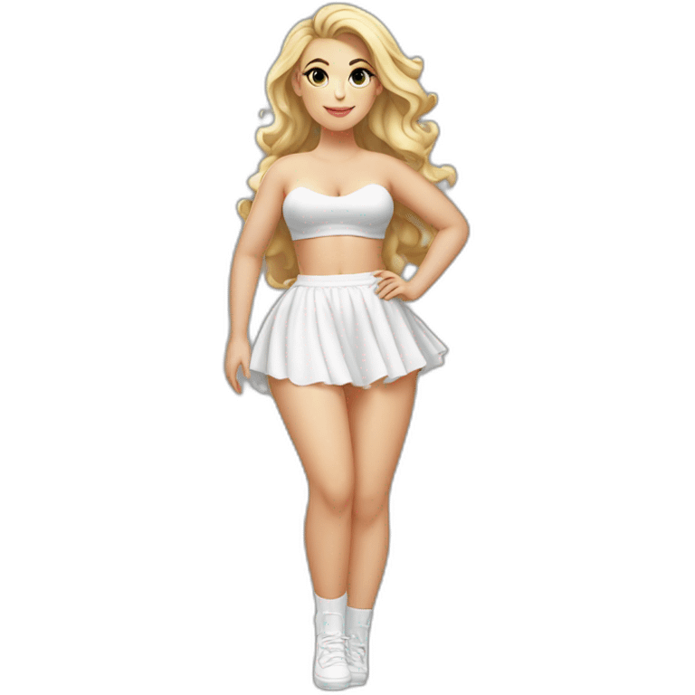 full body curvy caucasian-beauty-long-white-socks short wide windy skirt bikini both sides emoji