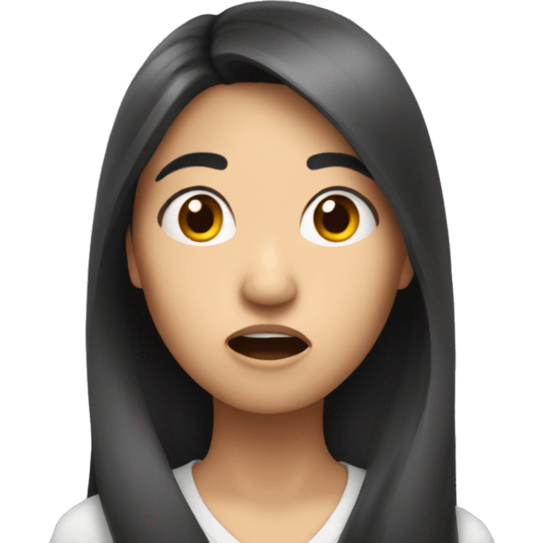 Asian woman with long hair shocked expression emoji