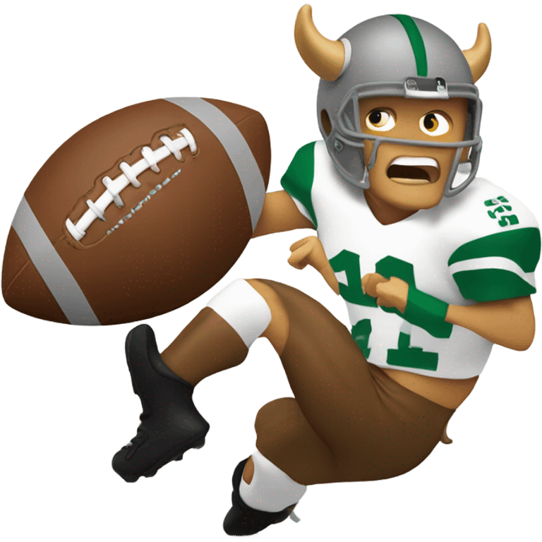 Viking football player spiking the football on a ram emoji