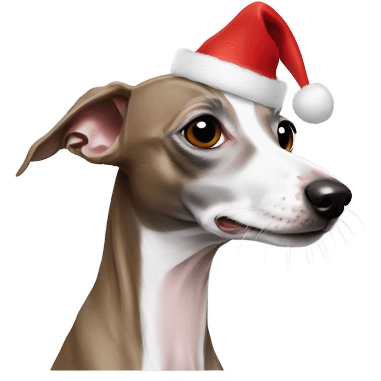 Italian greyhound in Santa hat emoji