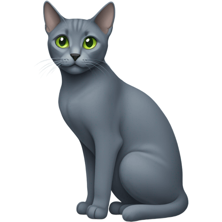 Russian blue with green eyes side profile full body emoji