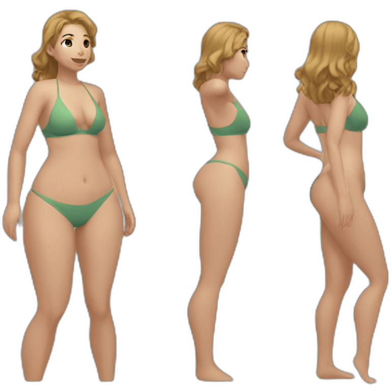 Slim-thicc Caucasian woman small bikini pose (beach body) emoji