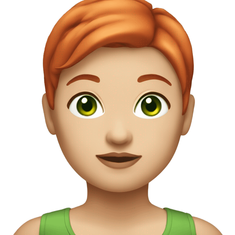 red short haired chubby female with green eyes emoji