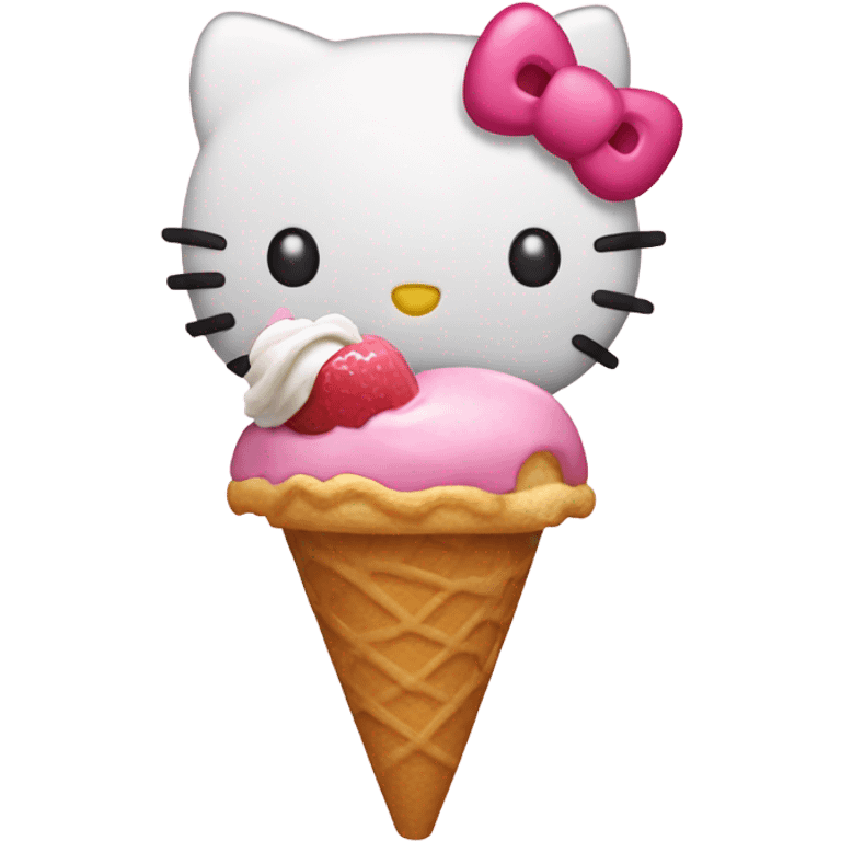 Hello kitty eating an ice cream emoji