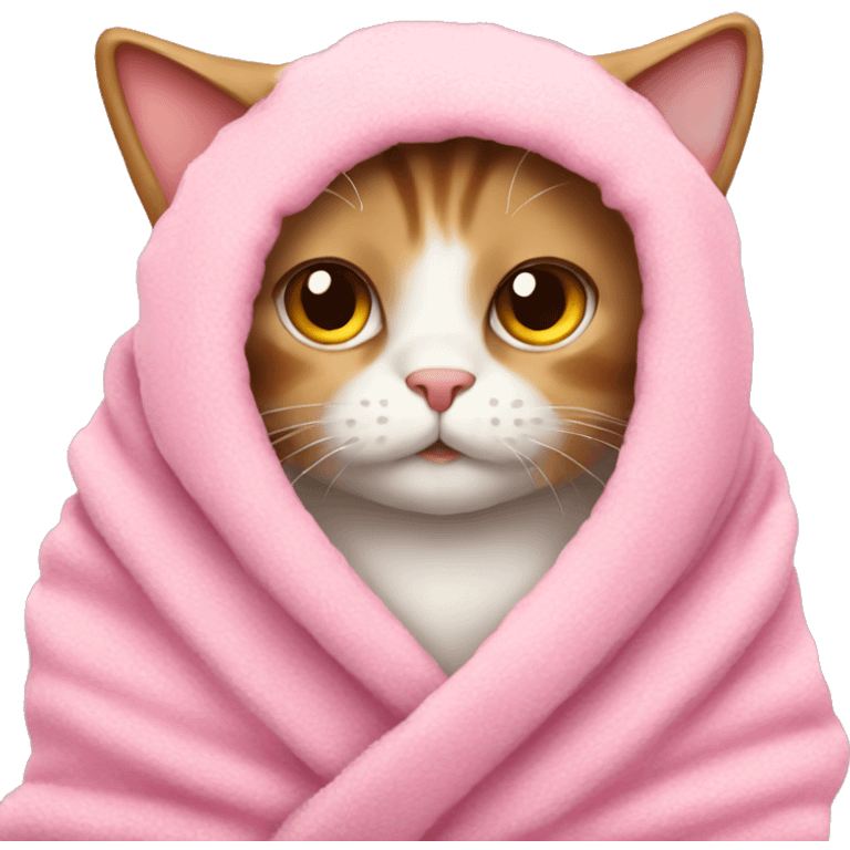 Cat in a pink cozy blanket emoji