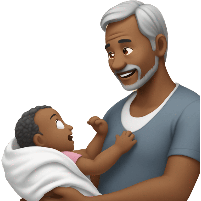 A 50-year-old man caring for a baby emoji