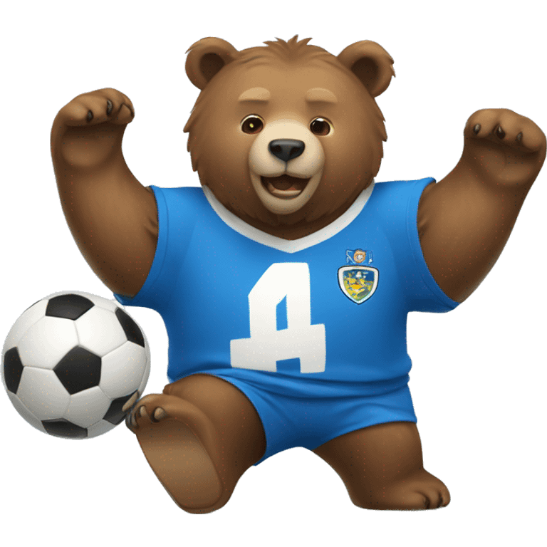 bear in a blue jersey playing soccer  emoji