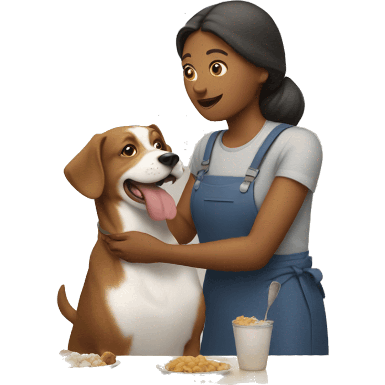 Woman feeding dogs emoji