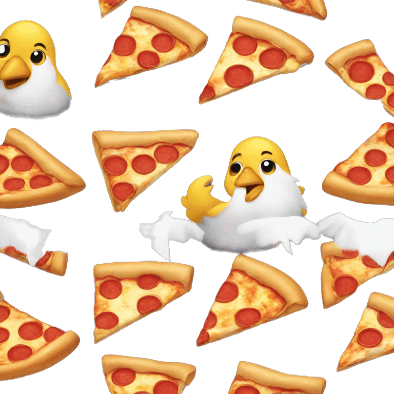 a chick eating a pizza emoji