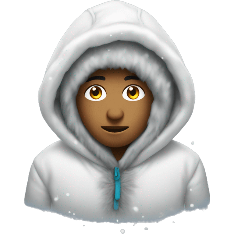 Eskimo in a hood covered with snow emoji