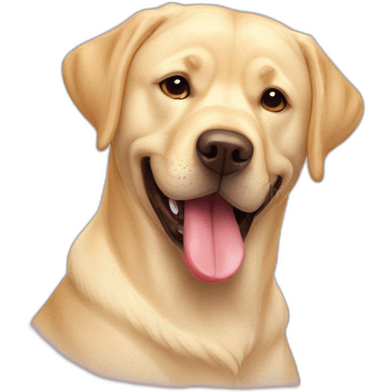 Light yellow English Labrador retriever big tongue chubby face happy triangle eyes emoji