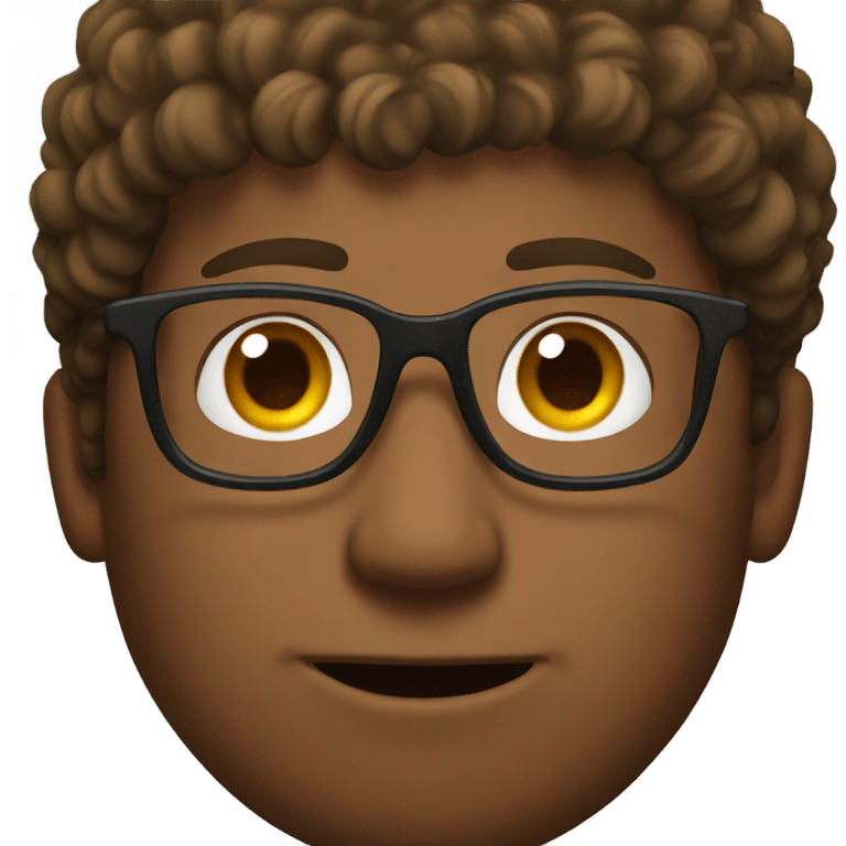 Brown Guy with glasses with curly hair emoji