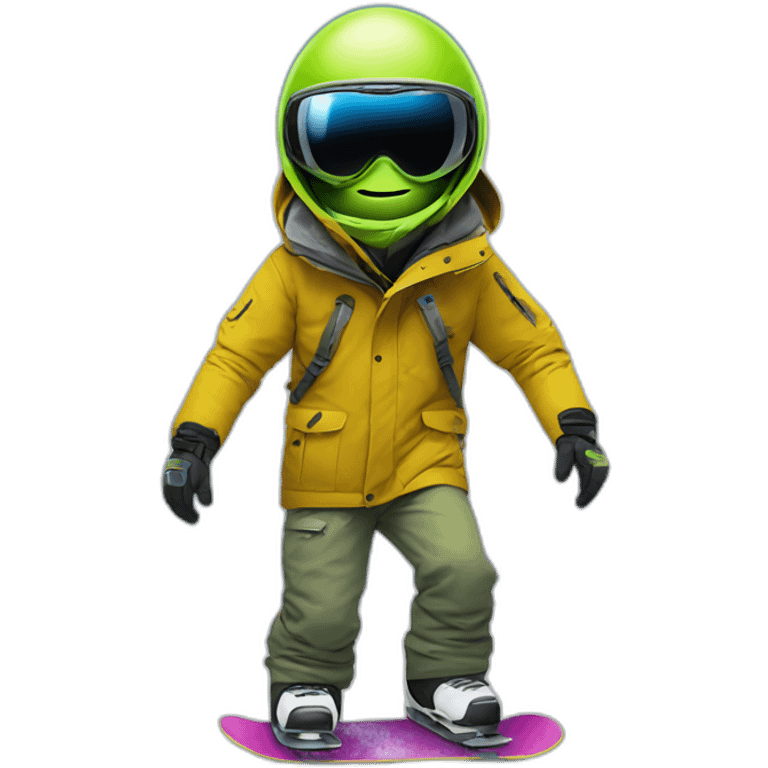 alien over snowboard emoji