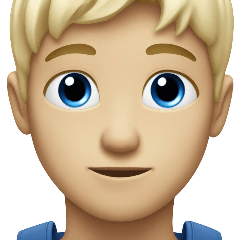 blonde boy looking at viewer with blue eyes emoji