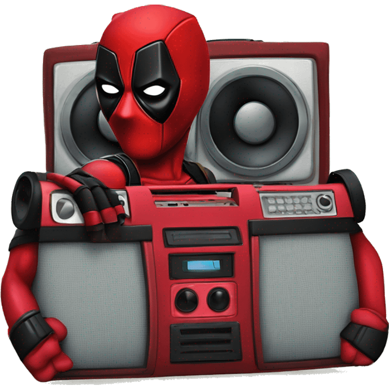 Deadpool with boombox emoji