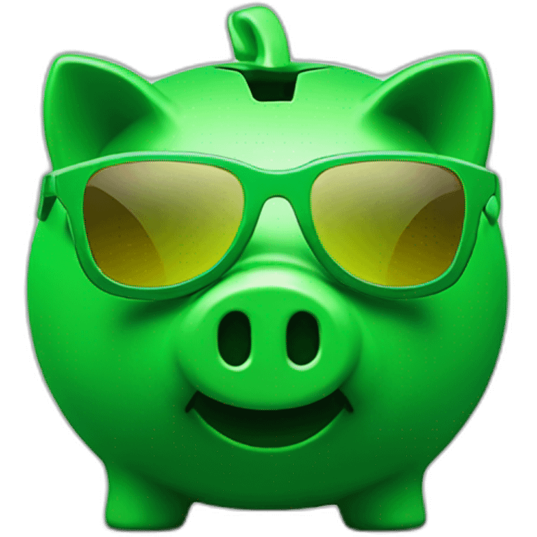 green piggybank with green sunglasses emoji