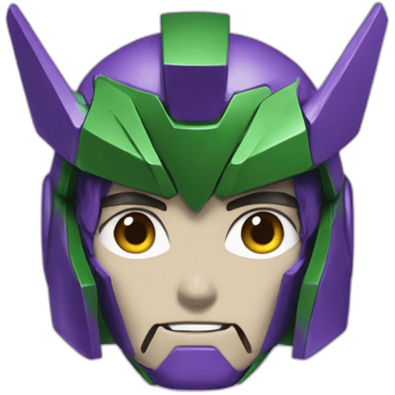 purple and green gundam face emoji