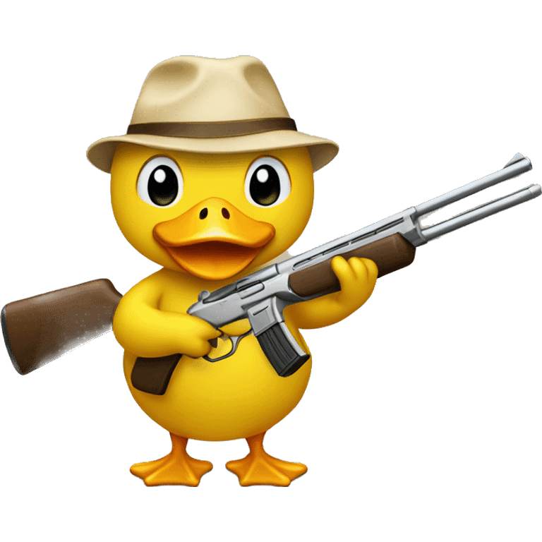 yellow duck emoji holding a golden shotgun emoji